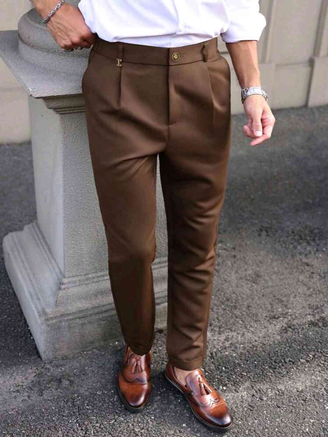 Manfinity Bizformal Manfinity Bizformal Premium Naples-style trousers, men's business casual suit trousers, soft flowing trousers