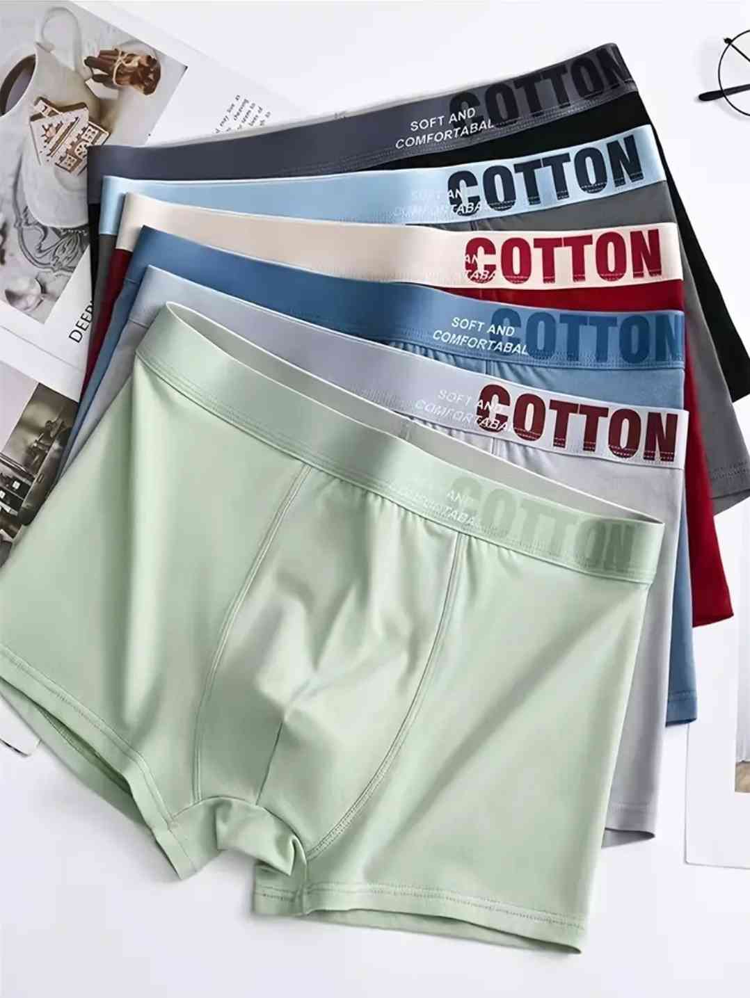 Pair of men's cotton boxer shorts -Breathable, comfortable fit with stretch for active teenagers and adults