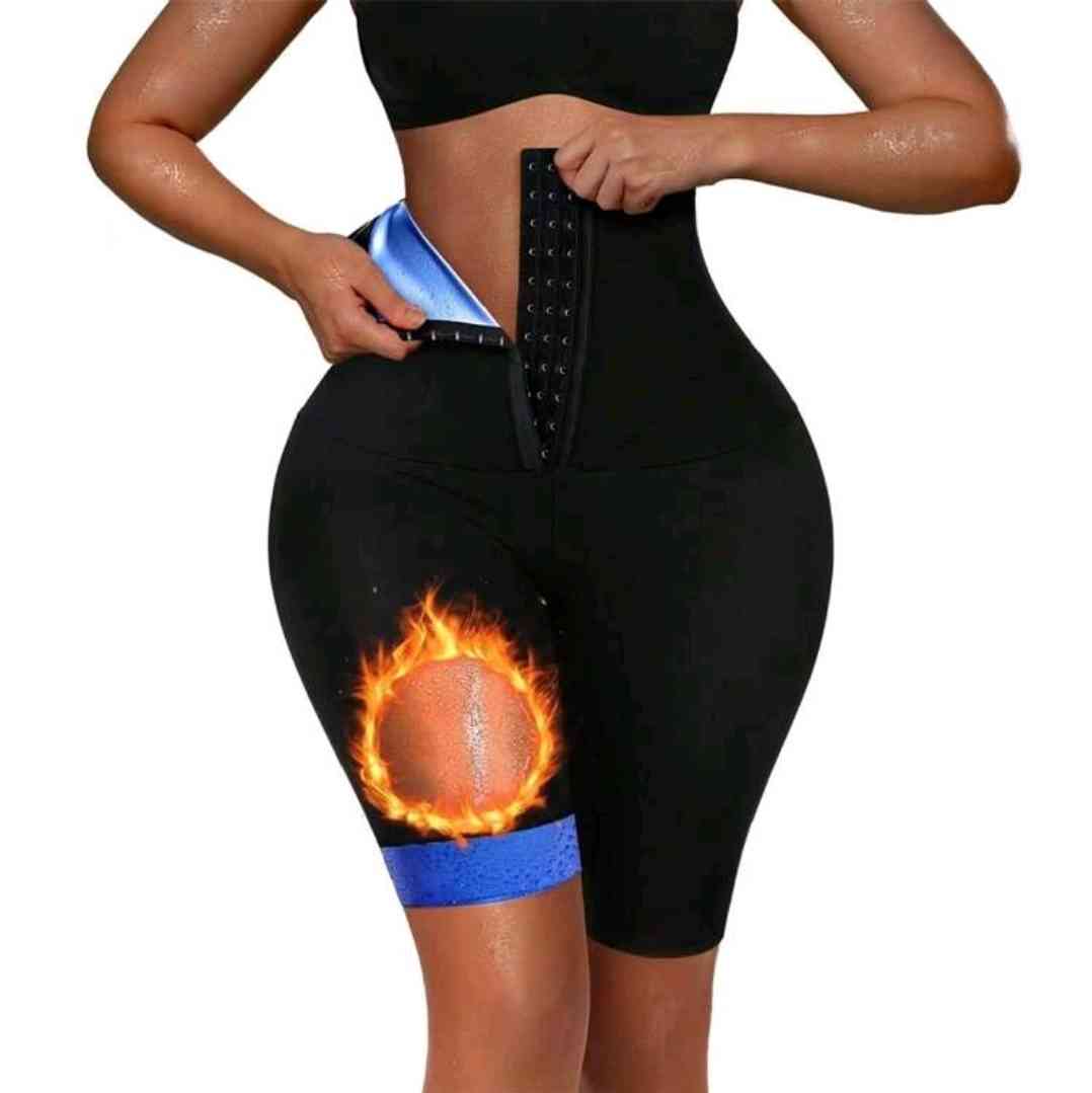 1 piece women's neoprene sauna sweat shorts high waist workout tight leggings compression shapewear thigh and tummy control waist trainer