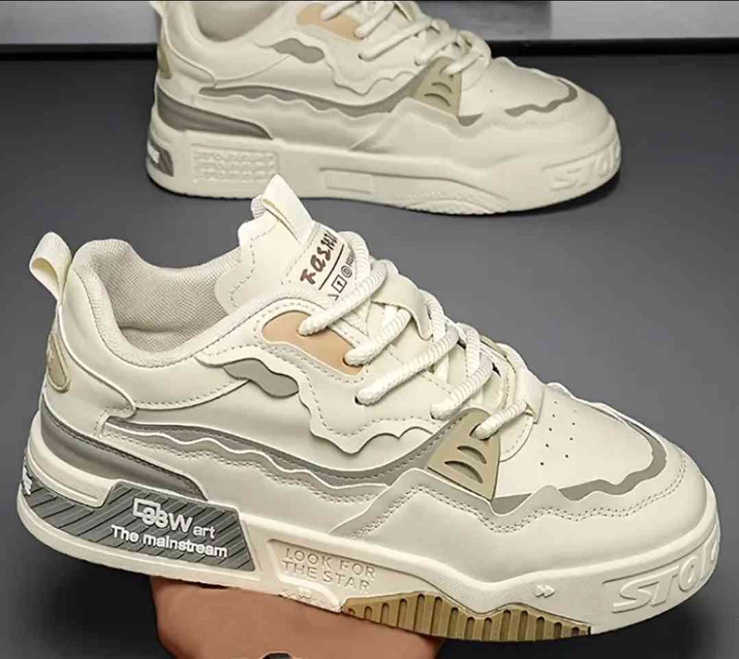 Casual men's lace-up shoes, low-top, faux leather upper, fabric interior, PVC sole, fabric sole, single colour, thick sole