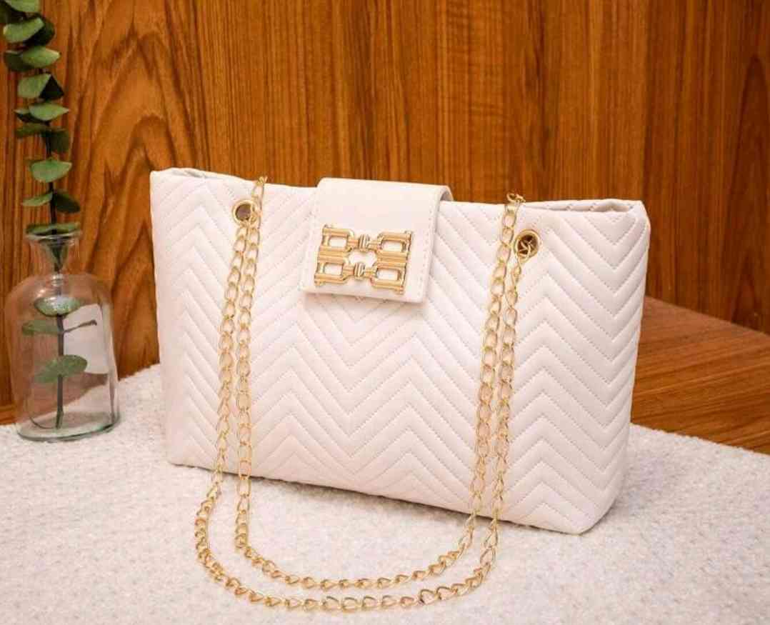 Fashionable embossed women's bag, simple handbag with chain strap for shoulder & crossbody