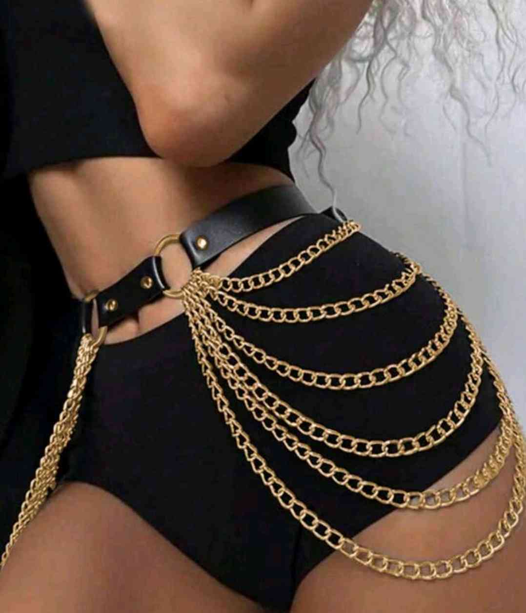 1 piece women's gothic waistband with tassel chain decoration, sexy waist chain for everyday outfits