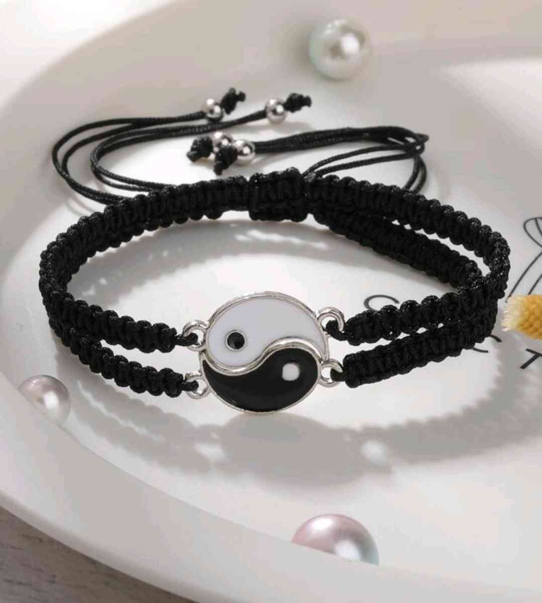 2 pieces Braided bracelet with Yin& Yang decoration